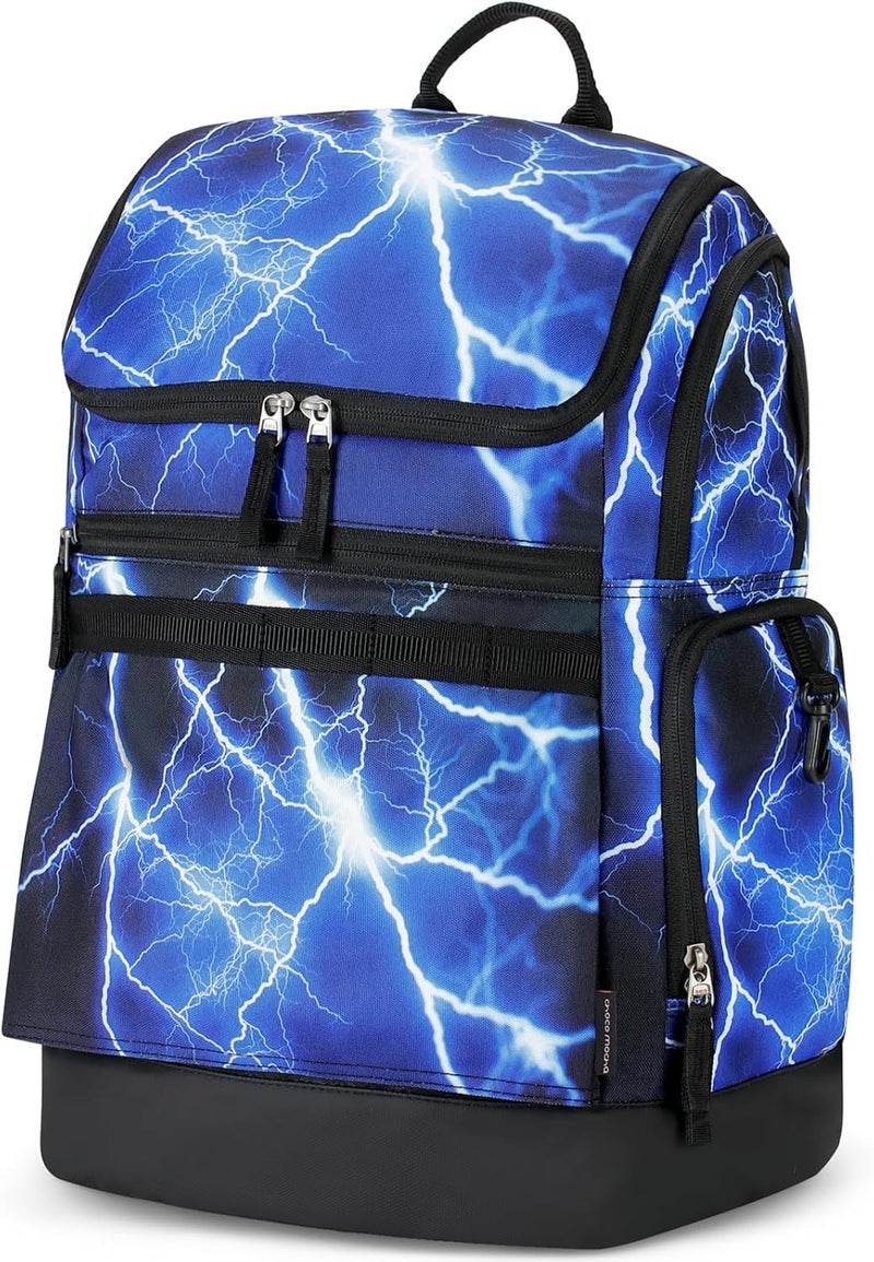 Choco Mocha Swim Bag for Kids - Swim Backpack for Boys Teens, 35L Waterproof Swimming Backpack with Wet/Dry Compartments for Swimmers, Pool, Beach and Swim Lessons, Lighting Blue - Image 1